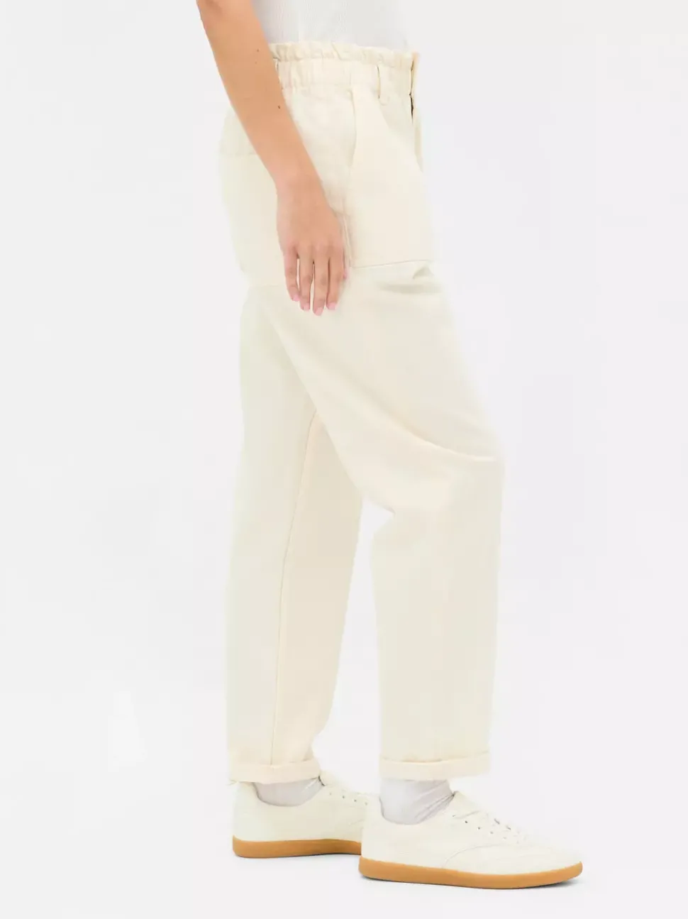 Bawełniane spodnie typu paper bag