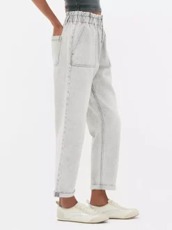 Bawełniane spodnie typu paper bag