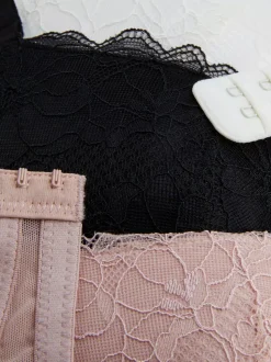 Biustonosz typu push-up z kwiecistej koronki, 3 szt.