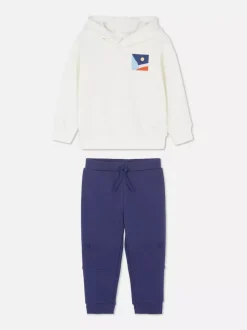 Bluza z kapturem i joggery z geometrycznym wzorem