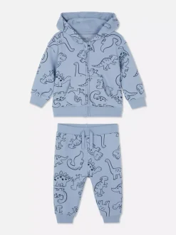 Bluza z kapturem z dinozaurem i joggery, komplet