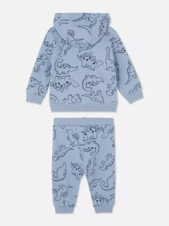 Bluza z kapturem z dinozaurem i joggery, komplet