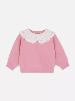 Bluza z okrągłym dekoltem i haftowanym kołnierzykiem