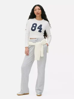 Bluzka w prążki z długim rękawem i okrągłym dekoltem