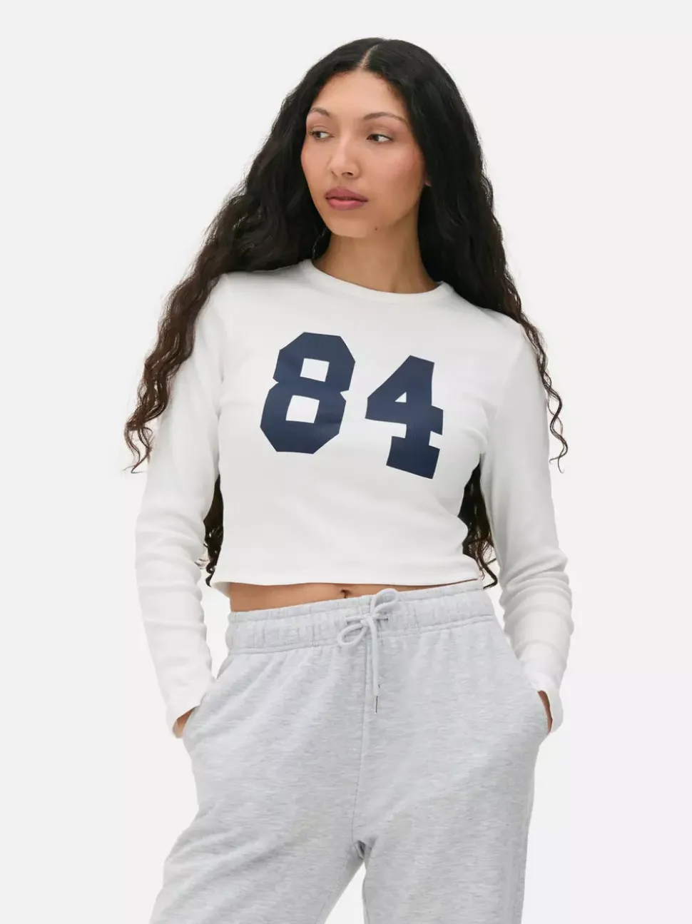 Bluzka w prążki z długim rękawem i okrągłym dekoltem