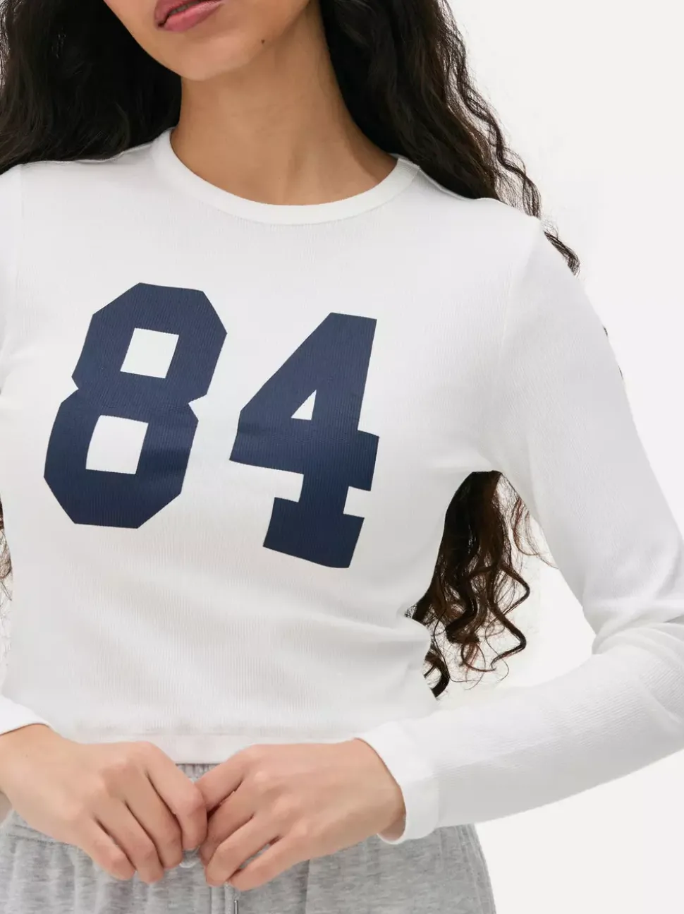 Bluzka w prążki z długim rękawem i okrągłym dekoltem