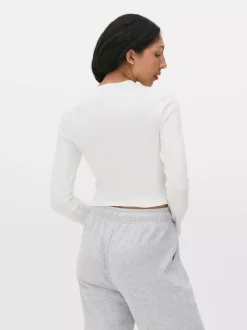 Bluzka w prążki z długim rękawem i okrągłym dekoltem