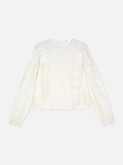 Bluzka z falbanką i bufiastymi rękawami