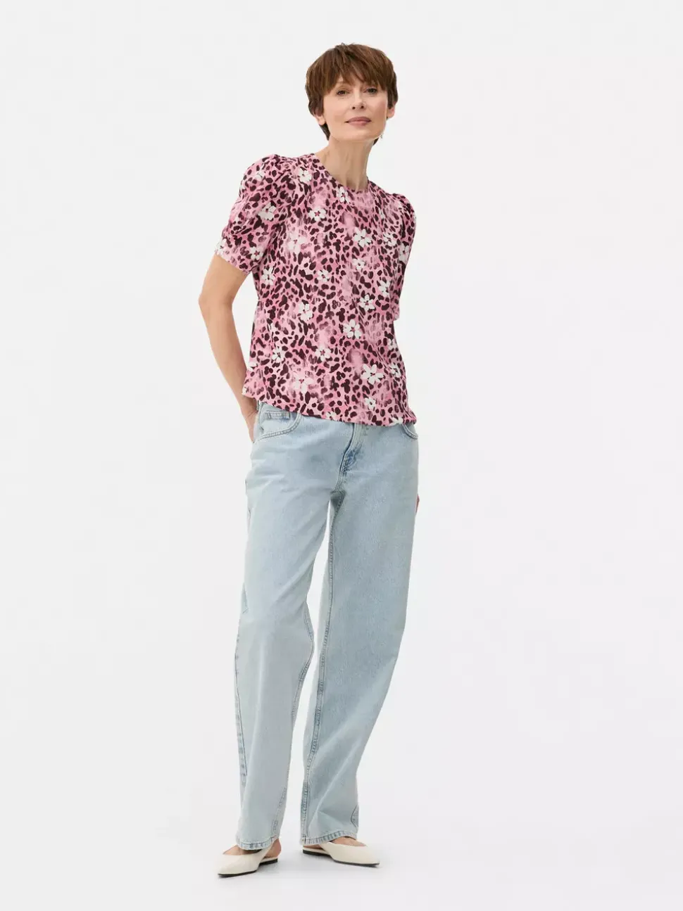 Bluzka z krótkim rękawem w kwiaty