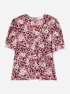 Bluzka z krótkim rękawem w kwiaty