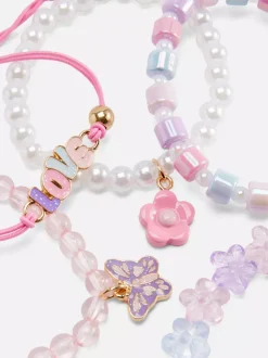 Bransoletki z zawieszkami i napisem Love, 5 szt.