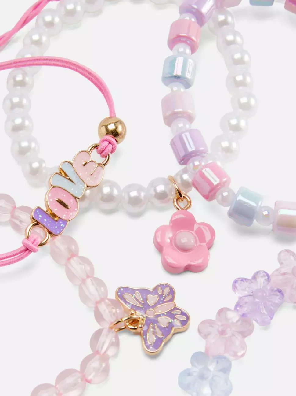 Bransoletki z zawieszkami i napisem Love, 5 szt.