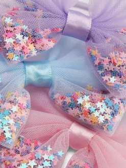 Brokatowe gumki do włosów z kokardką, 3 szt.