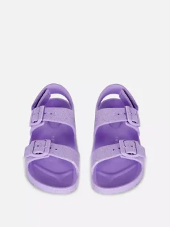 Brokatowe sandały z paskami z klamrą