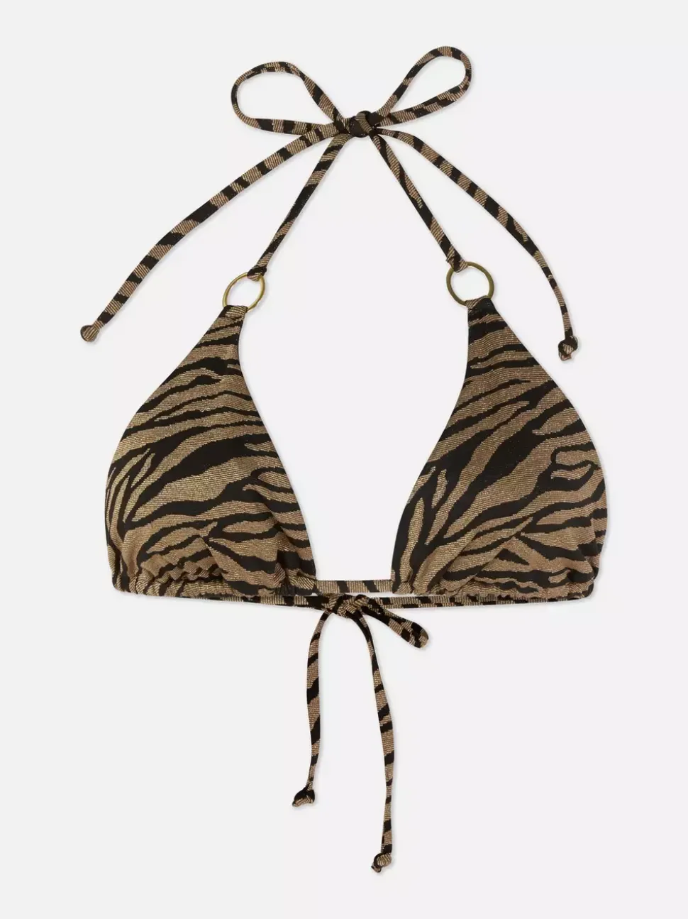 Błyszcząca trójkątna góra od bikini w zeberkę