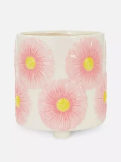 Ceramiczna doniczka z motywem kwiatowym