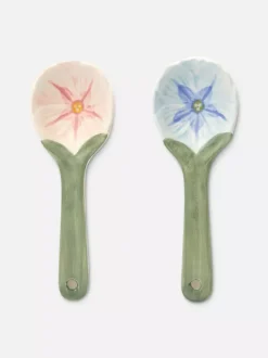 Ceramiczne łyżki z kwiatowym motywem, 2 szt.