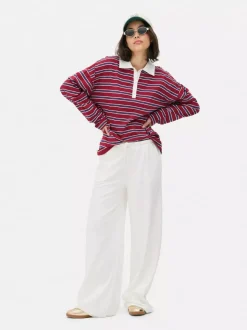 Ściągane sznurkiem spodnie dresowe z szeroką nogawką