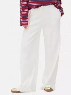 Ściągane sznurkiem spodnie dresowe z szeroką nogawką