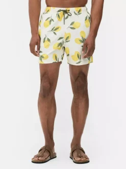 Ściągane sznurkiem szorty kąpielowe z motywem cytryn