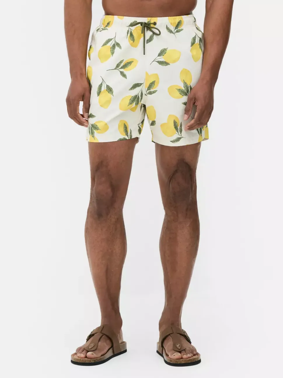 Ściągane sznurkiem szorty kąpielowe z motywem cytryn