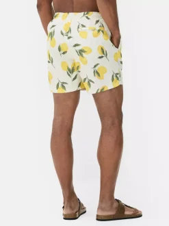 Ściągane sznurkiem szorty kąpielowe z motywem cytryn
