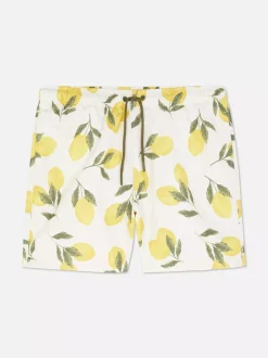 Ściągane sznurkiem szorty kąpielowe z motywem cytryn