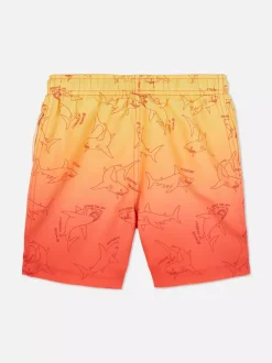 Ściągane sznurkiem szorty kąpielowe ze wzorem ombré