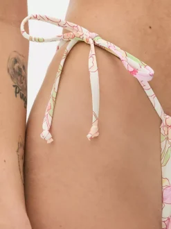 Dół od bikini z wiązaniem po bokach w kwiaty