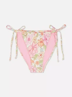 Dół od bikini z wiązaniem po bokach w kwiaty