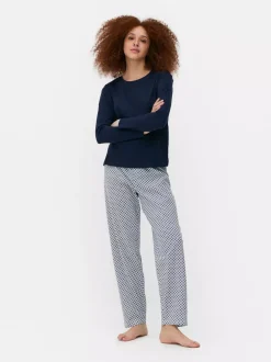 Dżersejowa dwuczęściowa piżama z długim rękawem