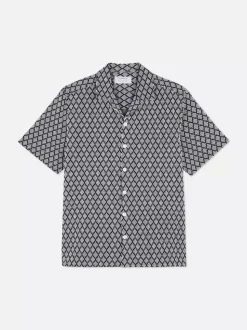 Dżersejowa koszula na guziki z geometrycznym wzorem