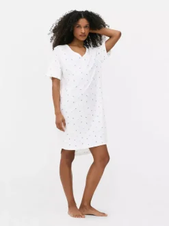 Dżersejowa koszula nocna z dekoltem w serek