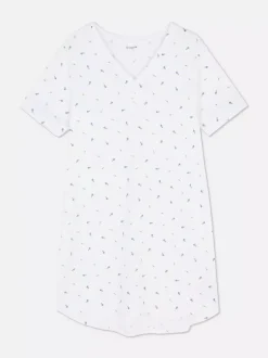 Dżersejowa koszula nocna z dekoltem w serek