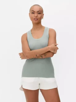 Dżersejowa koszulka prążkowana bez rękawów