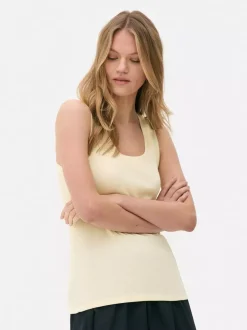 Dżersejowa koszulka prążkowana bez rękawów