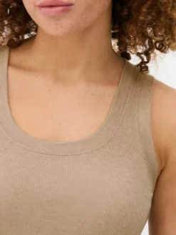 Dżersejowa koszulka prążkowana bez rękawów