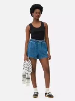 Dżersejowa koszulka prążkowana bez rękawów