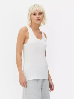 Dżersejowa koszulka prążkowana bez rękawów