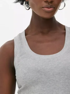 Dżersejowa koszulka prążkowana bez rękawów