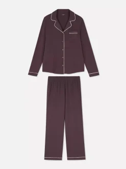 Dżersejowa piżama typu boyfriend z długim rękawem