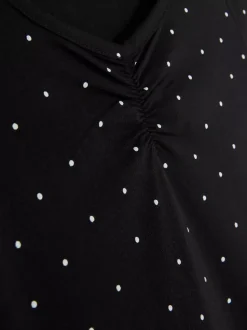 Dżersejowa sukienka w kropki z dekoltem w serek