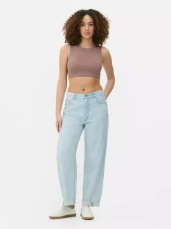 Dżersejowy top bez rękawów z efektem drugiej skóry