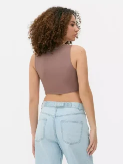 Dżersejowy top bez rękawów z efektem drugiej skóry