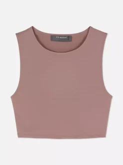 Dżersejowy top bez rękawów z efektem drugiej skóry