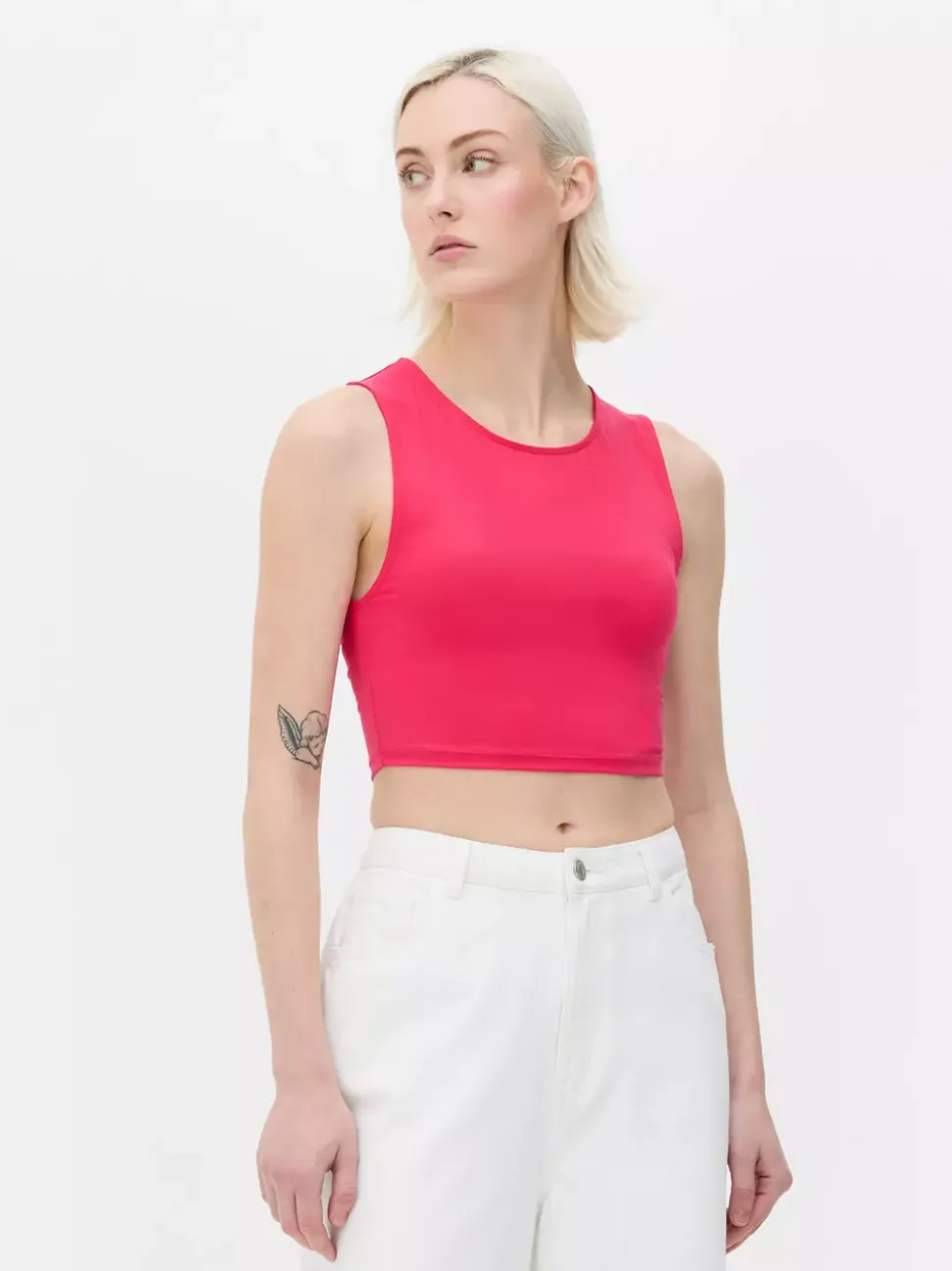 Dżersejowy top bez rękawów z efektem drugiej skóry