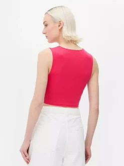 Dżersejowy top bez rękawów z efektem drugiej skóry