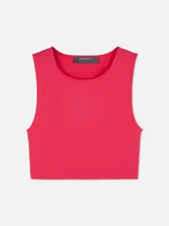 Dżersejowy top bez rękawów z efektem drugiej skóry