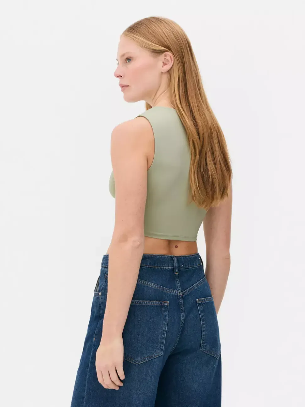 Dżersejowy top bez rękawów z efektem drugiej skóry