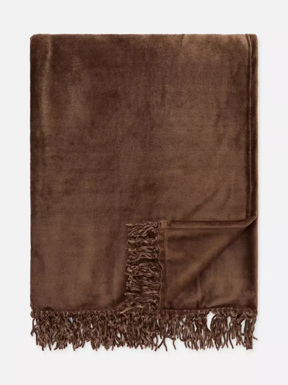 Duża miękka narzuta z frędzlami przy obszyciu